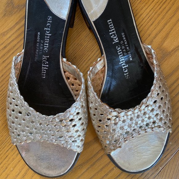Vintage Stephane Kelian Gold Weave Sandals Sz 8 - Picture 2 of 9